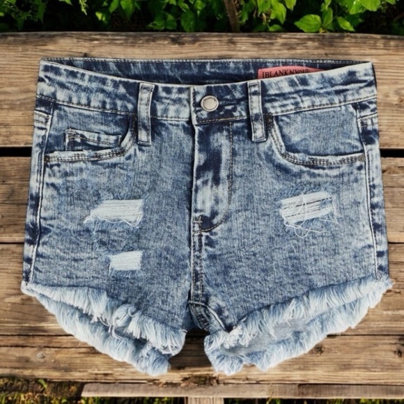 NEW Blank NYC Acid Wash Distressed Jean Shorts Girl’s Size 12 - Picture 1 of 10